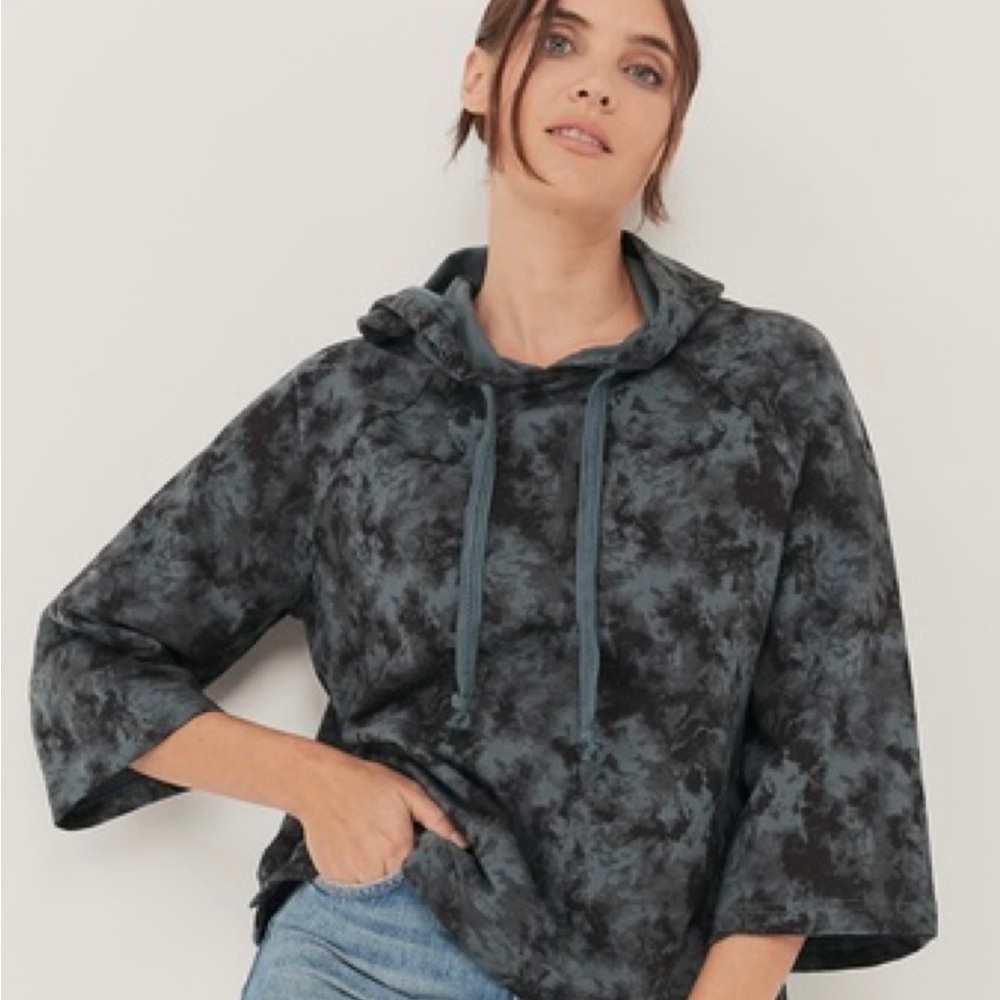 Pact Gray and Black Boxy Hoodie Sweatshirt